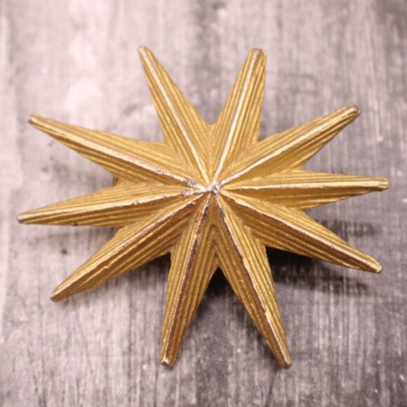 Signed AJC Starburst Brooch Pin Mid Century Modern Jewelry Texture Gold Tone Vtg - Picture 1 of 9